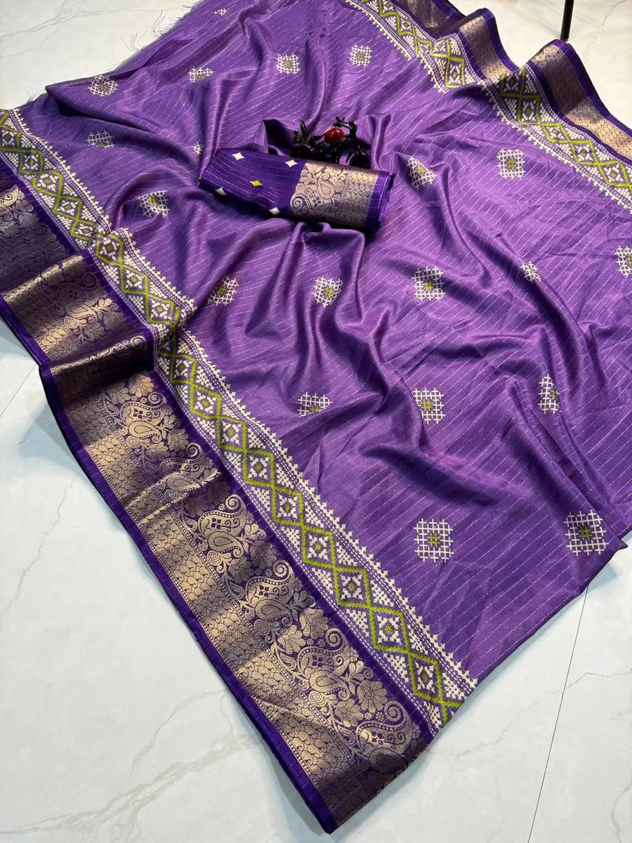 Premium Rekko Silk Jacuard Border Saree With Blouse